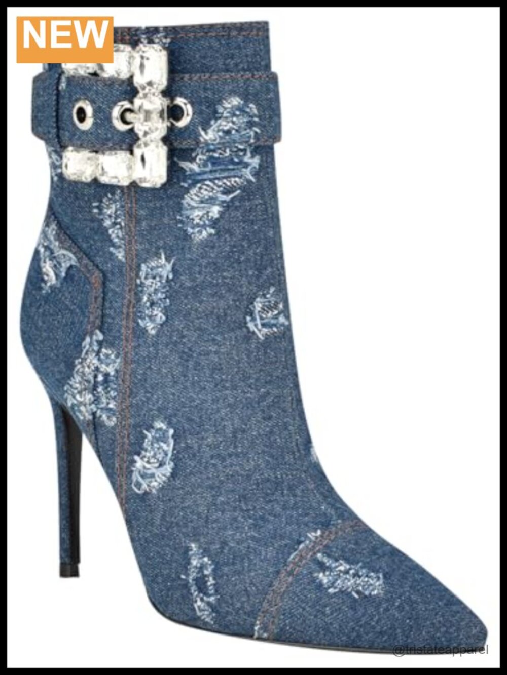Nine West FABRICA Ankle Booties Pointed Toe Stiletto Heel Zip Closure